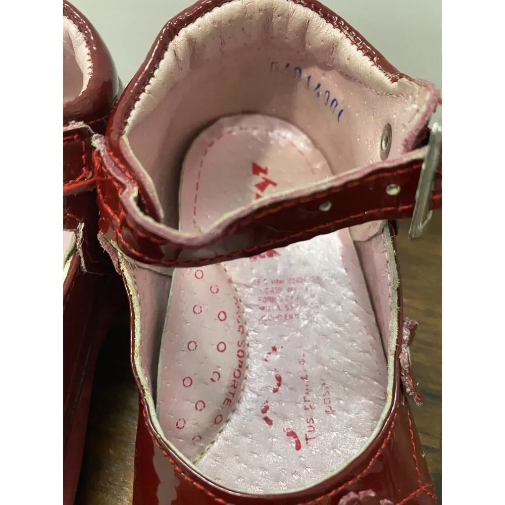 Wizzy Burgundy Patent Leather T-Strap Mary Jane Shoes Coquette Toddler Size 6